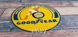 Vintage Goodyear Porcelain Gas Oil Wide Boots Service Station Auto Tire Sign