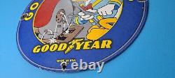 Vintage Goodyear Tires Porcelain Gas Walt Disney Service Station Pump Plate Sign