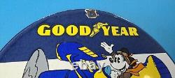 Vintage Goodyear Tires Porcelain Mickey Mouse Gas Service Station Pump Sign