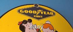 Vintage Goodyear Tires Sign Porcelain Gas Service Station Pump Plate Sign