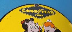 Vintage Goodyear Tires Sign Porcelain Service Station Battery Gas Pump Sign