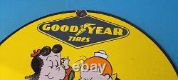 Vintage Goodyear Tires Sign Porcelain Service Station Battery Gas Pump Sign