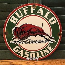 Vintage Green Buffalo Gasoline Porcelain Service Gas Station Pump Sign