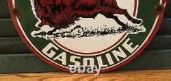 Vintage Green Buffalo Gasoline Porcelain Service Gas Station Pump Sign