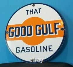 Vintage Gulf Gasoline Porcelain Gas Oil Service Station Pump Plate Oil Rack Sign