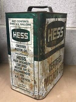 Vintage HESS Motor Oil 2 Gallon Can Gas Oil service station