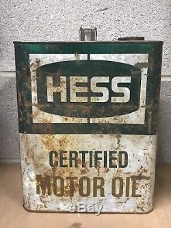 Vintage HESS Motor Oil 2 Gallon Can Gas Oil service station