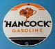 Vintage Hancock Gasoline Porcelain Gas Service Station Pump Plate Motor Oil Sign