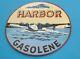 Vintage Harbor Gasolene Porcelain Gas Oil Airplane Service Station Pump Sign