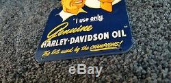 Vintage Harley Davidson Motorcycle Porcelain Gas Service Station Door Push Sign