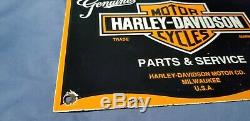 Vintage Harley Davidson Motorcycle Porcelain Gas Service Station Pump Plate Sign