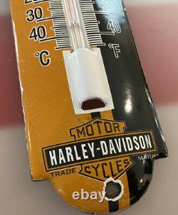 Vintage Harley Davidson Motorcycle Porcelain Thermometer Service Station Gas Oil