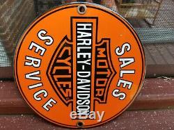 Vintage Harley Davidson Motorcycle Sales Service Gas Oil Station Porcelain Sign