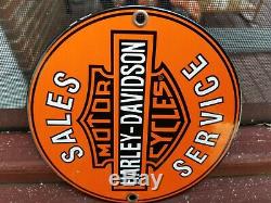 Vintage Harley Davidson Motorcycle Sales Service Gas Oil Station Porcelain Sign