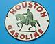 Vintage Houston Gasoline Porcelain Texas Gas Motor Oil Service Station Pump Sign