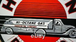 Vintage Hudson Regular Porcelain Sign Gas Motor Oil Pump Plate Service Station