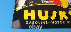 Vintage Husky Gasoline Porcelain Gas Service Station Pump Plate Convex Sign