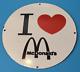 Vintage I Love Mcdonalds Porcelain Restaurant Service Station Gas Pump Sign