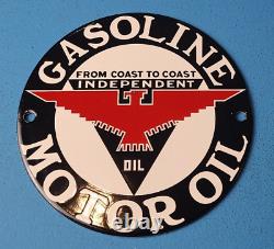 Vintage Independant Motor Oil Porcelain 6 Eagle Gas Service Station Pump Sign