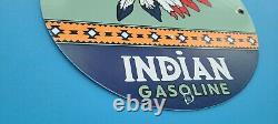 Vintage Indian Gasoline Porcelain Chief Gas Motor Oil Service Station Pump Sign