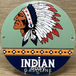 Vintage Indian Gasoline Porcelain Sign Gas Station Pump Plate Motor Oil Service