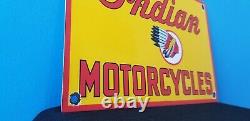 Vintage Indian Motorcycle Porcelain Gas Bike USA Chief Service Station Pump Sign