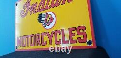 Vintage Indian Motorcycle Porcelain Gas Bike USA Chief Service Station Pump Sign