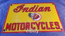Vintage Indian Motorcycle Porcelain Gas Chief Service Station Pump Plate Sign