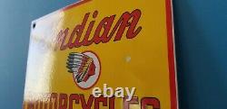 Vintage Indian Motorcycle Porcelain Gas Chief Service Station Pump Sign