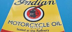 Vintage Indian Motorcycle Porcelain Gas Chief Service Station Quart Can Sign