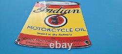 Vintage Indian Motorcycle Porcelain Gas Chief Service Station Quart Can Sign