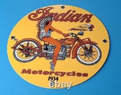 Vintage Indian Motorcycle Porcelain Gas Service Station American Pump Plate Sign
