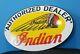 Vintage Indian Motorcycle Porcelain Gas Service Station Chief Dealer Pump Sign