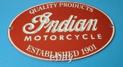 Vintage Indian Motorcycle Porcelain Gas Service Station Chief Dealer Store Sign