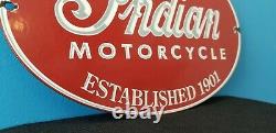 Vintage Indian Motorcycle Porcelain Gas Service Station Chief Dealer Store Sign