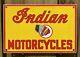 Vintage Indian Motorcycle Porcelain Metal Sign Usa Oil Gas Station Service Lube