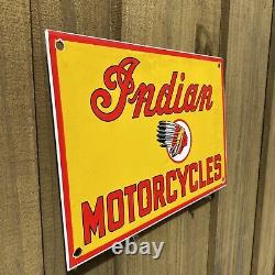 Vintage Indian Motorcycle Porcelain Metal Sign USA Oil Gas Station Service Lube