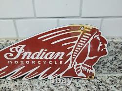 Vintage Indian Motorcycle Porcelain Sign Dealer Sales Oil Gas Station Service