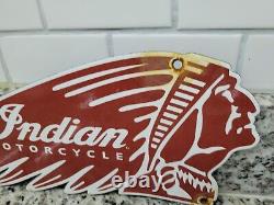 Vintage Indian Motorcycle Porcelain Sign Dealer Sales Oil Gas Station Service