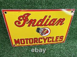 Vintage Indian Motorcycles Porcelain Sign Dealer Sales & Service Gas Station