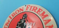 Vintage Iron Fireman Gas Oil Coal Burner Porcelain Service Station Sign