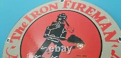Vintage Iron Fireman Gas Oil Coal Burner Porcelain Service Station Sign