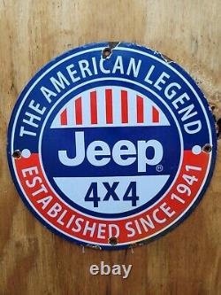 Vintage Jeep Porcelain Sign American Truck Service Dealer Sport Gas Station Oil