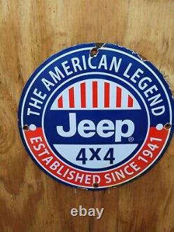 Vintage Jeep Porcelain Sign American Truck Service Dealer Sport Gas Station Oil
