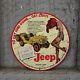Vintage Jeep Red Costs Porcelain Service Gas Pump Station Man Cave Sign 12'