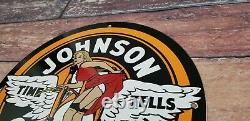 Vintage Johnson Gasoline Porcelain Gas Service Station Pump Plate Ad Sign