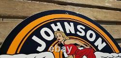 Vintage Johnson Gasoline Porcelain Gas Service Station Pump Plate Sign
