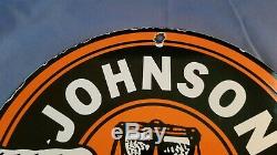 Vintage Johnson Gasoline Porcelain Sign Gas Service Station Pump Plate Ad