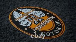 Vintage Johnson Porcelain Sign Gas Motor Service Station Pump Oil Rare Ad Time