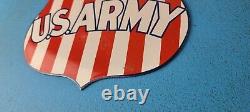 Vintage Join Us Army Porcelain American Military Gas Service Station Pump Sign